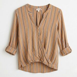 Pink Rose Mustard and Blue Striped Blouse - Size Small